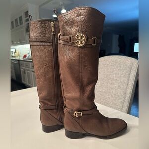 Tory Burch Brown Leather Riding Boots
